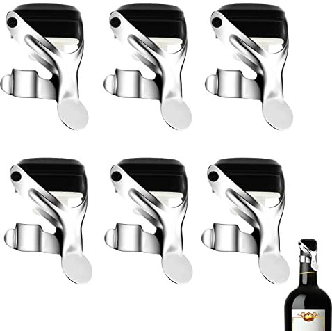 6 Tappi per Bottiglie Vino Spumante, Tappi Bottiglie Vino Tappo Per Spumante Tappo Per Vino In Acciaio Inox Buona Tenuta Mantieni Il Vino Fresco Tappo Champagne Per Sigillare Vino Spumante Champagne