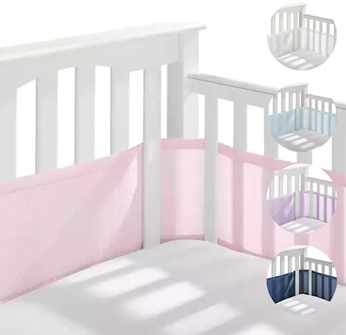 LB2G® - Nestchen für Babys – Bettumrandung 3D – atmungsaktiv – antiallergisch und antistatisch (Rosa)