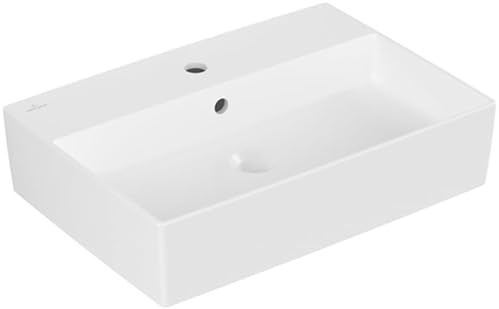 Villeroy & Boch Memento 2.0 Aufsatzwaschbecken, 600 x 420 mm, 1 Hahnloch, mit Überlauf, geschliffen, 4A0760RW, Farbe: Stone White, Ceramic Plus