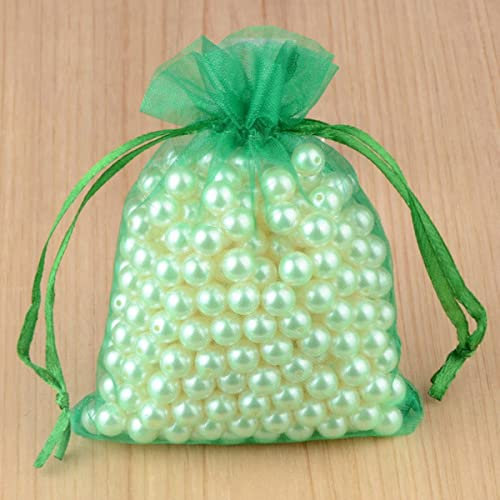 ORGEFY 100 Stück/Los Organzabeutel 5 * 7 7 * 9 9 * 12 10 * 15 Ziehbare Hochzeitsverpackung Geschenktüte Party Schmuckbeutel Beutel-13Dunkelgrün,5x7cm
