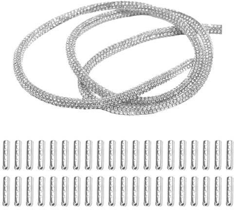MEMOFYND 6 Meter runde Schnürsenkel mit 40 Metallgelenken, Strass-Schnürsenkel, Seilbinder, Glitzer-Schnürsenkel, geeignet für DIY-Dekoration, Ersatzseile, Hutseile
