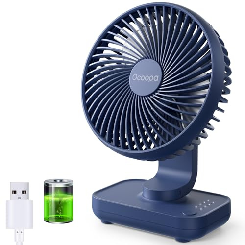 OCOOPA Desk Fan 4000mAh 4 Speeds 5 inch Mini Portable Fan with Strong Airflow Quiet Operation, Electricity Display, Easy to Disassemble