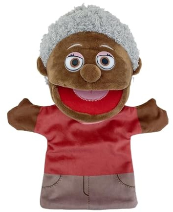 LOMTRATS Marionette a mano per bambini,Include nonno,nonna,papà,mamma,figlia,figlio con bocche aperte mobili,perfette per raccontare storie,insegnare,regali di compleanno,1Pcs