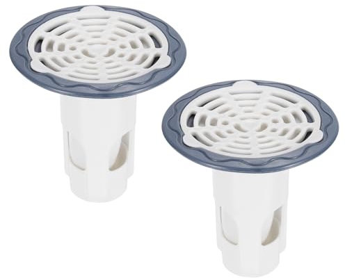 QUARKZMAN Valvola Antiriflusso Scarico Pavimento per Doccia, Valvola per Fognatura Antiodore Inserto Centrale Tappo Scarico Raccogli Capelli per Cucina Bagno Balcone, Bianco 2 Pezzi