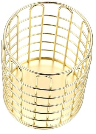 IWOWHERO Makeup Brush Container and Cosmetic Storage Case Made of Iron in Golden Colour, Elegant and Delicate Design, Suitable for Home and Dressing Room Organising