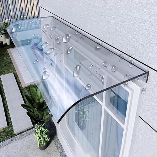 Vordach Überdachung Haustürvordach Pultvordach,Pultbogenvordach aus Transparent Polycarbonat,Moderne Vordach für Haustür,Uv Regen Schneeschutz für Tür Fenster Veranda,40x40cm
