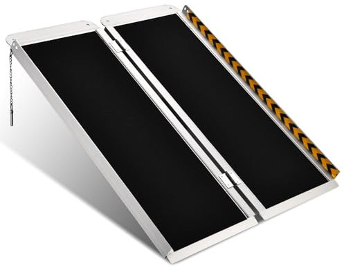 3FT Wheelchair Ramp, Non-Slip Portable Aluminum Ramp for Disabled Single-Fold 800lbs Weight Capacity for Steps Stairs and Thresholds