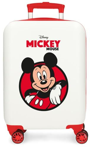 Joumma Disney Minnie Party Kabinenkoffer Weiß, Hart ABS Hartschalenkoffer ABS Kombinationsschloss Seite 28,4L 2 kg 4 Doppelrollen Gepäck Handgepäck
