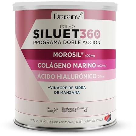 Drasanvi Colageno Hidrolizado Puro SILUET360 Perder peso MOROSIL | Colágeno con Acido Hialuronico |Quemagrasas Para Adelgazar, Con Morosil Y Vinagre De Manzana | Piel Saludable | 30 días