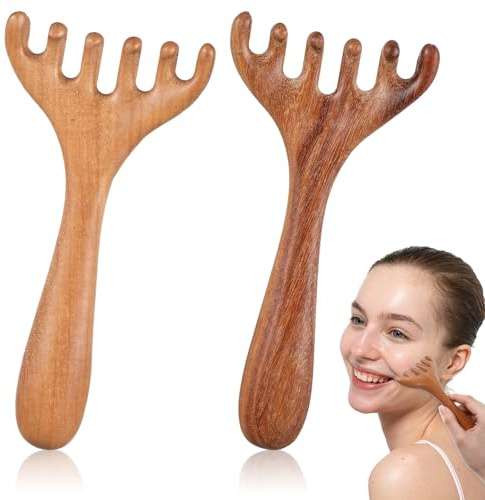 Tyqour 2 Pcs Wooden Hair Scalp Massager Comb, Portable Head Scratcher Massager for Relaxation and Stress Reduction, Gift for Family Friends