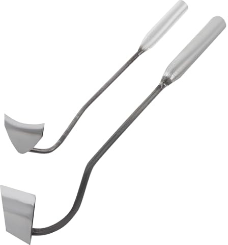 Toyvian Strumento Manuale da Giardino in Acciaio, 2 Pezzi Portatile | Sarchiatura Esterna, Forma Trapezoidale e Luna, Argento, Facile da Usare