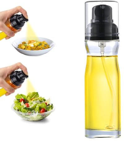 deegbbyi Spruzzatore Olio, Spruzzatore per Olio in Vetro da 200 ml, Versatile Flacone Spray per Oil, Flacone Spray per Oil Regolabile, con Imbuto, per Cucina, Insalata e Aceto