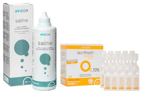 Moisture + Saline - Pack Cuidado Ocular – Lacrifresh Moisture 20x0,4ml + Saline 350ml – Hidratación Ocular Instantánea y Aclarado de Lentillas sin Conservantes