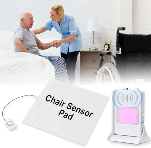 Veanvoky Chair Sensor Pad & Pager Bed Alarm for Elderly Dementia Patients – Fall Prevention Sensor with Pressure Motion Detection, Dementia Patients Caregiver Fall Prevention (Chair Sensor Pad)