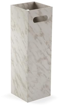 Versa Porte-Parapluie Aspect marbre de Style Moderne 48 x 15 x 15 cm en Bois MDF Blanc avec veines Grises