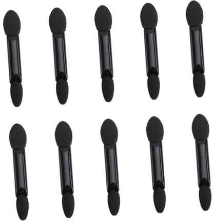 CANIGHT 10 pièces Brosse à Fard à Paupières Jetable Applicateur Éponge à Pointe Ovale Pratique pour Maquillage Noir