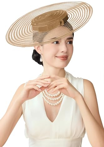 BABEYOND Fascinator mit breiter Krempe, Kentucky-Hut, Derby-Fascinator, Hochzeitshut für Cocktail