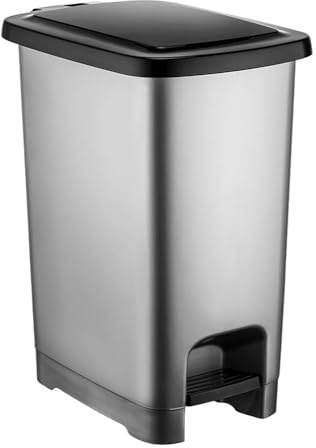 Violet House Cubo de Basura con Pedal, Papelera pedal, Cubo Ligero y Resistente, plástico, color gris (40 LTS)