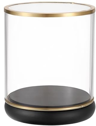 SUMNACON Clear Glass Display Case Cylinder Showcase with Black Base, Small Figure Model Storage Organizer Crystal Display Holder Decorative Cute Case for Small Collection