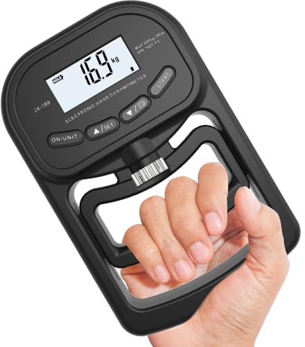 Griffkraft Messgerät, Afenau 180KG Digitaler Handkraftmessgerät mit Maximal 19 Benutzer, USB-Aufladung Electronic Hand Dynamometer, LCD-Bildschirm Griffkraft Messer für Sportler, Familien, Schulen