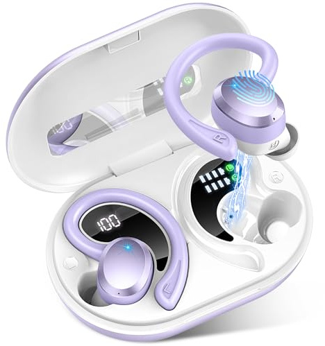 Bluetooth Kopfhörer Sport, 2025 In Ear Kopfhörer Kabellos Bluetooth 5.4 mit 6D Stereo/4 ENC Mic, 48H Noise Cancelling Ear buds, Over-Ear Sportkopfhörer mit Ohrhaken, IP7 Wasserdicht Ohrhörer für Sport