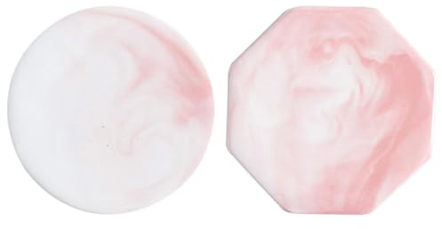IWOWHERO Placas de Soporte para Sellos de Lacre de Cerámica Pulida Diseño de Mármol Resistentes al Calor Color Rosa Tamaño Redondo y Octogonal Paquete de 2 Unidades para Manualidades y