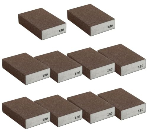 Violiica Lot de 10 blocs d'éponge de ponçage, grain 60 à 320, tampons en mousse abrasive humide et sèche pour le polissage du bois, du métal, du plastique et des cloisons sèches