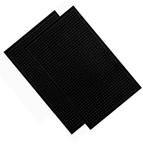RASTKY Tapis de Service de Bar Noir Imperméable 45x30x1cm, Tapis en PVC Isolant Thermique 2 Pièces pour Barman, Idéal pour Les Clubs Cafés