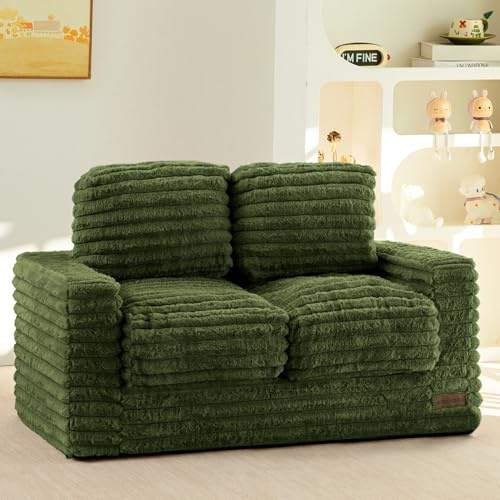 MAXYOYO Fauteuil Pouf pour Enfants en Fausse Fourrure, Pouf Confortable avec Rembourrage, Assise Au Sol Rembourrée avec Coussins et Accoudoirs, Fauteuil Paresseux pour Garçons et Filles