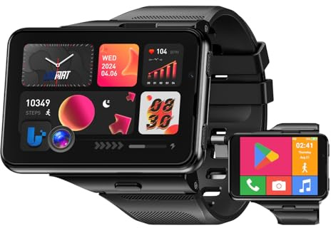 WLUPOO LOKMAT 2.88 Large Screen 4G SIM Card Smart Watch, Android 11 Smartwatch with Phone Call, 6GB+128GB Dual Cameras, Detachable Watch Head,1500mAh Sport WiFi Bluetooth GPS Smart Watches(Black)