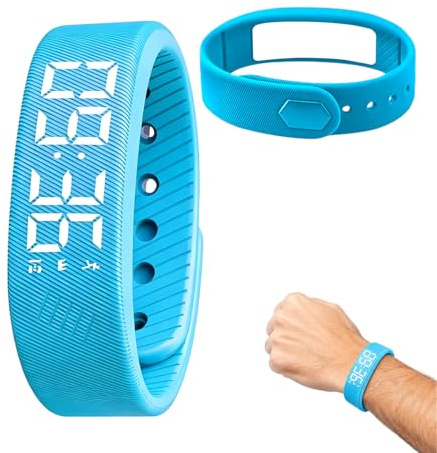 Xivicii Pedometer Watch, Silent Waterproof Vibration Wake Up Digital Fitness Watch with Adjustable Strap for Running Hiking