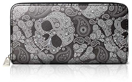 Glamexx24 Damen Geldbörse Synthetisches Leder Geldbörse Groß im Langformat, Portemonnaie Vintage Design mit Blumen Muster oder Unifarbe Brieftasche Geldbeutel