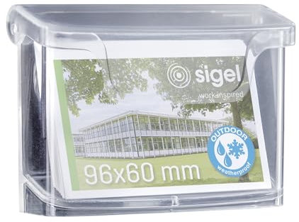 SIGEL LH326 Wetterfester Visitenkartenhalter für Außen mit Deckel, aus hochwertigem, glasklarem Acryl, kein Vergilben, für DIN A8 quer
