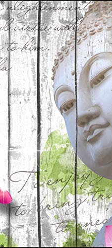 wandmotiv24 Türtapete Holz Blüten Buddha 80 x 200cm (B x H) - Dekorfolie selbstklebend Sticker für Türen, Türfolie, Aufkleber, M0544