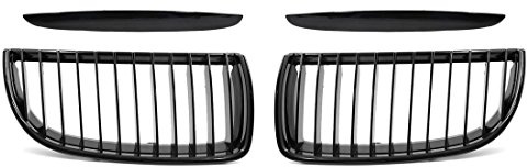 X AUTOHAUX Gloss Black Front Kidney Grille for BMW 325i E90 05-08 | Front Upper Hood Bumper, Left Right, Signal Slat, Pair, for BMW 325i E90 2005-2008