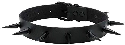 Manfnee Punk Gothic Choker Halsband Halskette PU Leder Spike Nieten Herz O-Ring Choker Männer Frauen