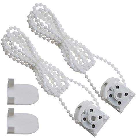 YINETTECH 2 unidades de polea ciega romana Sidewinder mecanismo de cadena de accionamiento directo unidad de control de extremo ciego con 2 metros de cadena de cuentas blancas accesorios