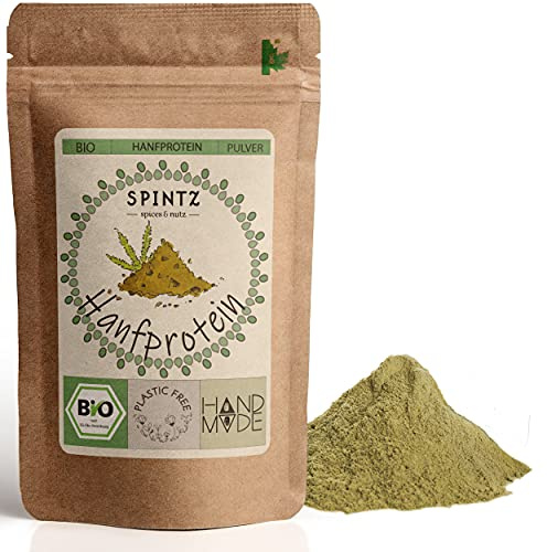 SPINTZ 500g Bio Hanfprotein - Premium Proteinpulver aus Hanfsamen - veganes Eiweiß Pulver Ideal für die vegane Ernährung - 100% natürlich aus biologischem Anbau | plastikfrei verpackt