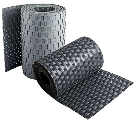 Lot de 2 bandes brise-vue en polyrotin - 255 cm x 19 cm - Combinaison de couleurs 1 fois gris et 1 anthracite - Brise-vue pour clôture - Aspect tressé - Avec 2 clips de fixation