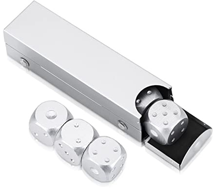 5 st aluminiumlegering Precision aluminiumlegering tärningar solid metall tärningar bordsspel tärningspokerspel med förvaringslåda(Silver-Rectangle Box), tärningsspel tärningsspel vänster höger m