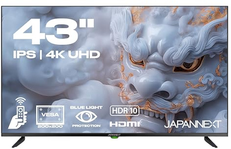 JapanNext Großformat Monitor 43 IPS 4K UHD (3840x2160) | Integrierte Lautsprecher (8W x2) | G-Sync/FreeSync | JN-i432TUR