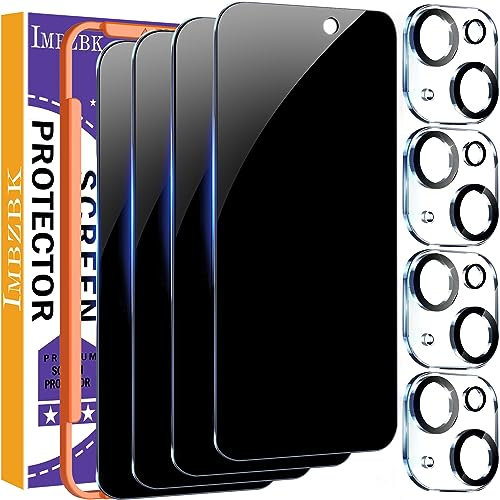 IMBZBK für iPhone 15 Plus für Panzerglas Sichtschutz 3 Stück Schutzfolie Folie Sichtschutz Zubehör mit 3 Stück Kameraschutz