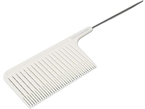 Hair Highlight Comb, Professional Hair Stylist Comb with Stainless Steel Rat Tail, Ergonomic Design, Use, Premium Material, Practical and Versatile for Home and Salon (White)