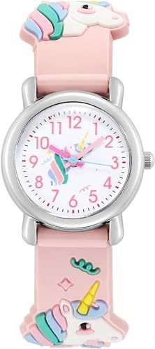 wirepool Kids Watch Girls Watch Children's Quartz Watch Cute Cartoon Toy Analogue Silicone Band Wristwatch Wrist Watch Gift for Girls Age 3-11 Years Old (Pink)