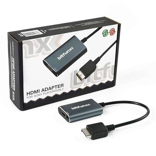 BITFUNX Adaptador HDMI PS2 – Interruptor RGB a YPbPr, adaptador de videojuegos Plug & Play sin retraso, adaptador convertidor HDMI para consola de juegos PS2