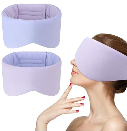 saerryor Sleep Mask, Silk Eye Mask, Adjustable Sleepy Sleep Mask with Earmuff Function, Blackout Eye Mask for Women and Men, Silk Sleep Eye Mask, Purple