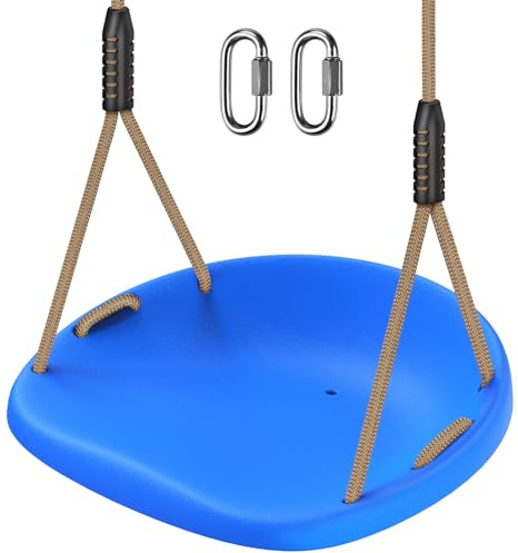 SELEWARE Heavy Duty Swing Seat for Adults Kids Tree Swing with Weather Proof Ropes Swing Set Accessories for Backyard Patio Garden Playground, Height Adjustable Blue