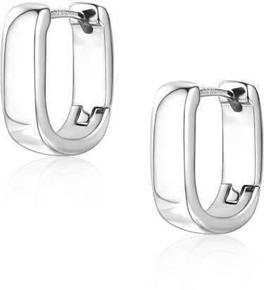 925 Sterling Silver Earrings Small Chunky Silver Hoop Earrings for Women Trendy Hypoallergenic Small Thick Huggie Hoops Earring