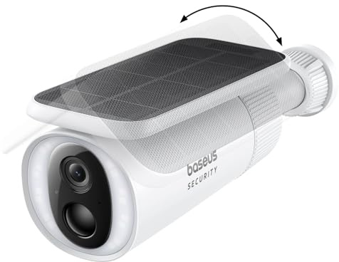 Baseus Security S1 Überwachungskamera Aussen Solar Kabellos Energie mit Sonnenlicht-Tracking-System, 145 Grad, IP67, Kamera WLAN Outdoor mit Solarpanel, 8GB Lokal Speicher, Keine monatliche Gebühr