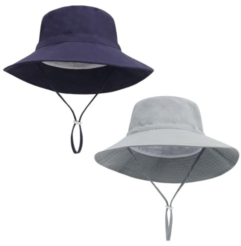 Lot De 2 Chapeaux De Soleil Pour Enfants et Bébé - Pliables, Unis Simples, De Plage Respirants et à Séchage Rapide